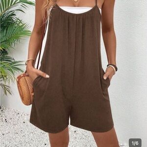 SHEIN Brown Sleeveless Romper